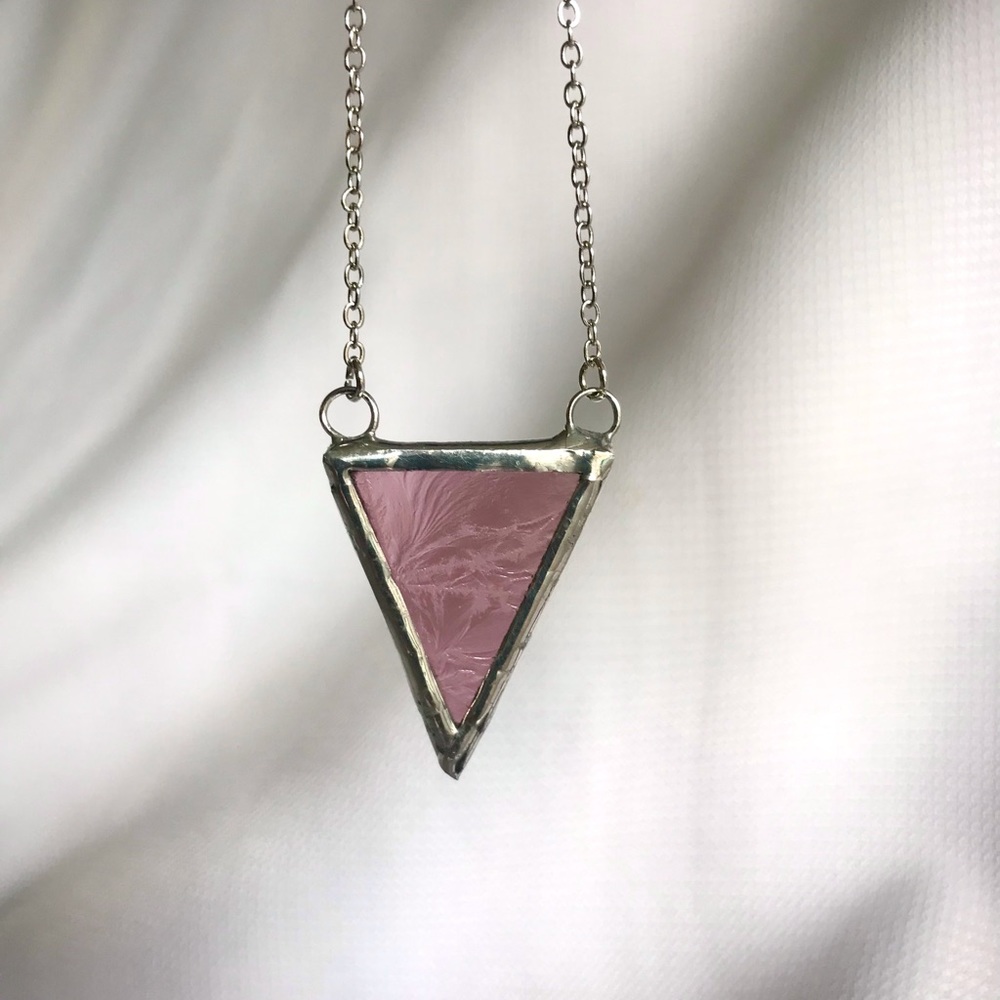 Pink Glass Pendant Necklace